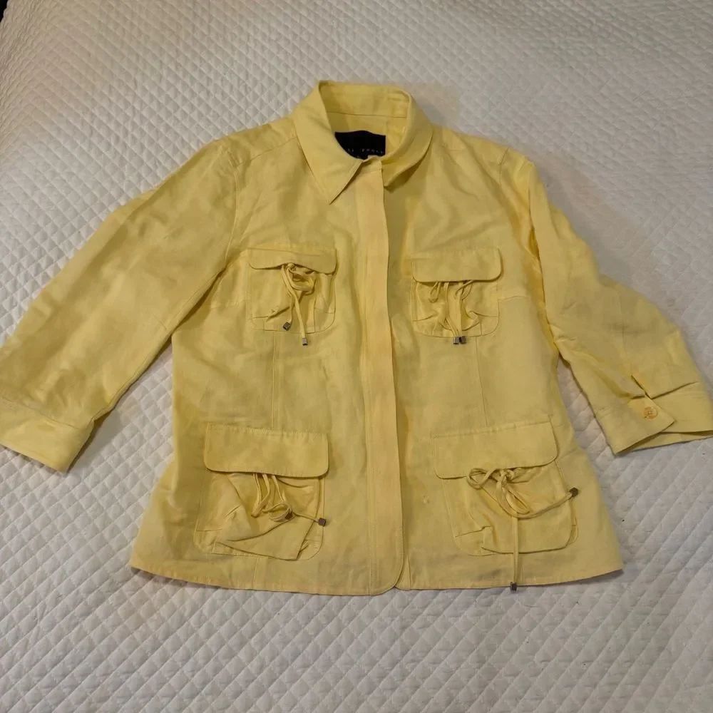 Yansi Fugel Yellow Utility Jacket with Front Drawstring Pockets